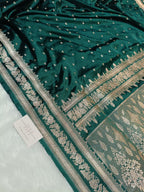 Deep Green Handwoven Kataan Mashru Silk Saree
