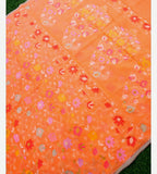 Fanta Orange Shade Handwoven Muslin Kora Ektara Jamdani Saree