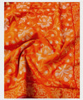 Cosmic Orange Shade Handwoven Muslin Kora Ektara Jamdani Saree