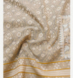 Off White Beige Handwoven Muslin Kora Ektara Jamdani Saree
