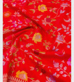 Bridal Red Shade Handwoven Muslin Kora Ektara Jamdani Saree