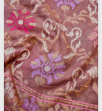 Mauve Pink Shade Handwoven Muslin Kora Ektara Jamdani Saree