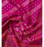 Hot Pink Shade Handwoven Muslin Kora Ektara Jamdani Saree