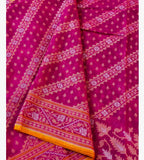 Hot Pink Shade Handwoven Muslin Kora Ektara Jamdani Saree