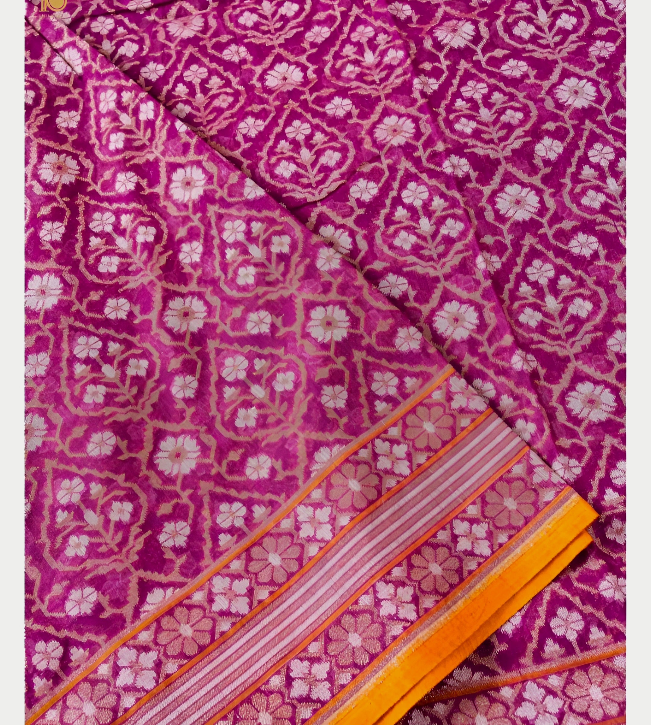 Rani Pink Shade Handwoven Muslin Kora Ektara Jamdani Saree