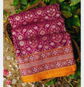 Rani Pink Shade Handwoven Muslin Kora Ektara Jamdani Saree