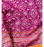 Rani Pink Shade Handwoven Muslin Kora Ektara Jamdani Saree
