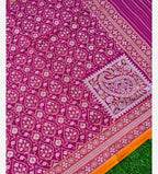 Rani Pink Shade Handwoven Muslin Kora Ektara Jamdani Saree