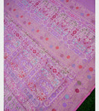 Levendar Shade Handwoven Muslin Kora Ektara Jamdani Saree