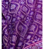 Purple Shade Handwoven Muslin Kora Ektara Jamdani Saree