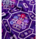 Purple Shade Handwoven Muslin Kora Ektara Jamdani Saree