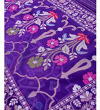 Purple Shade Handwoven Muslin Kora Ektara Jamdani Saree