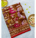 Mustard Gold Handwoven Muslin Kora Ektara Jamdani Saree