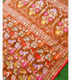 Mustard Gold Handwoven Muslin Kora Ektara Jamdani Saree