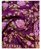 Deep Purple Shade Handwoven Muslin Kora Ektara Jamdani Saree