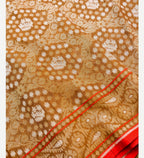 Mustard Gold Shade Handwoven Muslin Kora Ektara Jamdani Saree