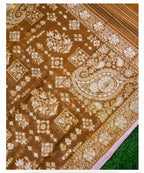 Antique Brown Shade Muslin Kora Ektara Jamdani Saree