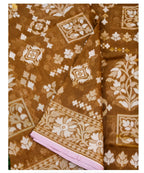 Antique Brown Shade Muslin Kora Ektara Jamdani Saree