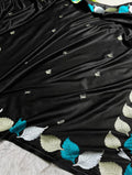 Black Shade Handwoven Kataan Mashru Silk Saree
