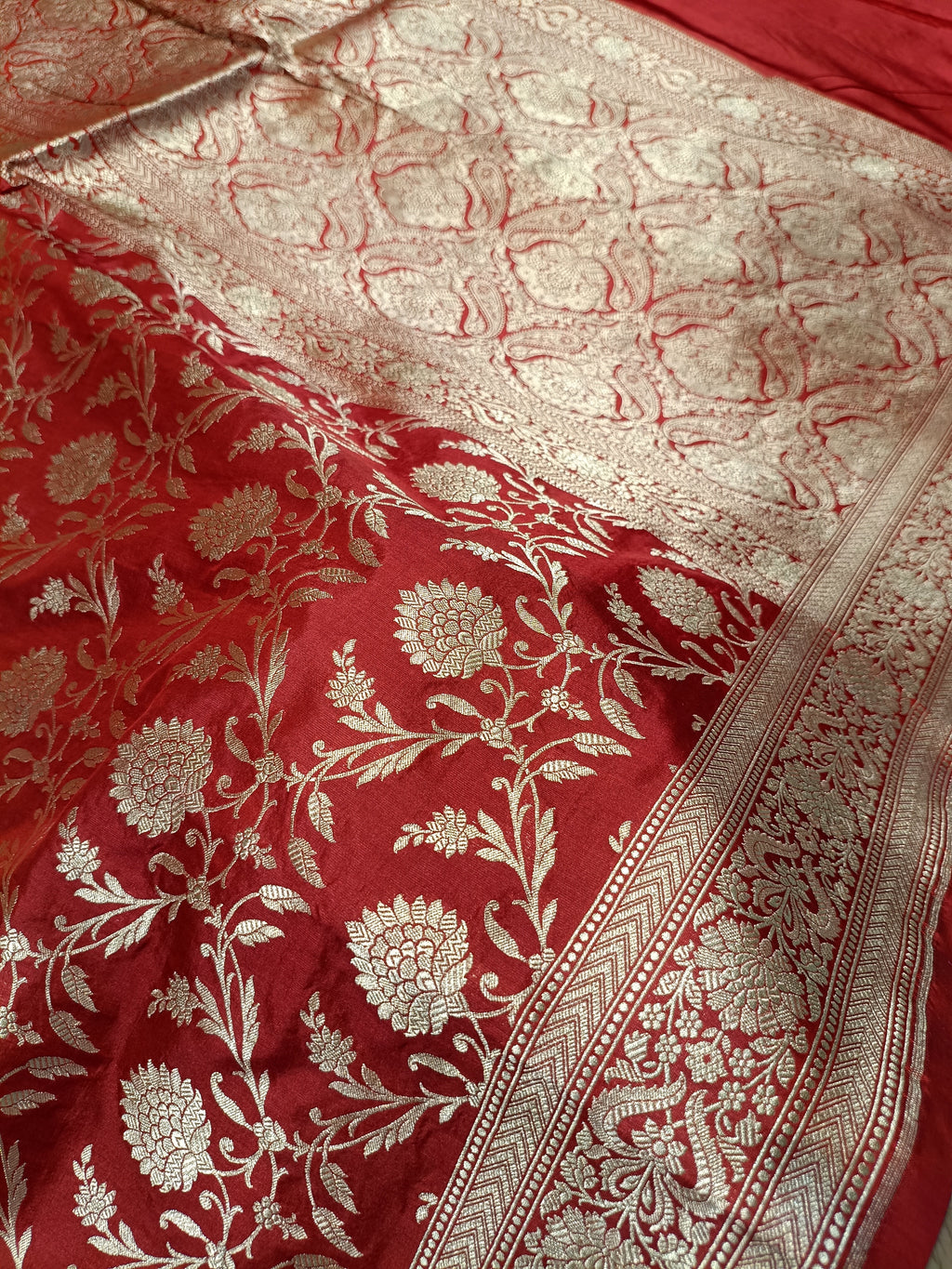 Bridal Red Shade Handwoven Pure Kataan Silk Saree