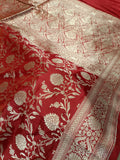 Bridal Red Shade Handwoven Pure Kataan Silk Saree