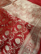 Bridal Red Shade Handwoven Pure Kataan Silk Saree