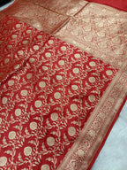 Bridal Red Shade Handwoven Pure Kataan Silk Saree