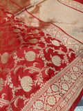 Bridal Red Shade Handwoven Pure Kataan Silk Saree