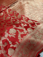 Bridal Red Shade Handwoven Pure Kataan Silk Saree