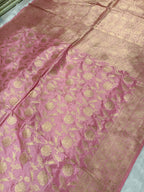 Baby Pink Shade Handwoven Traditional Jangla Kataan Silk