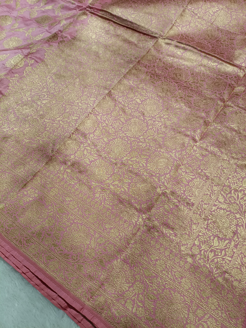 Baby Pink Shade Handwoven Traditional Jangla Kataan Silk