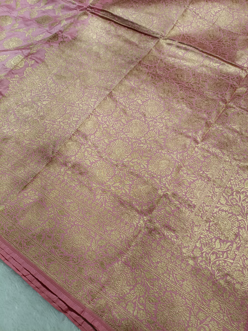 Baby Pink Shade Handwoven Traditional Jangla Kataan Silk