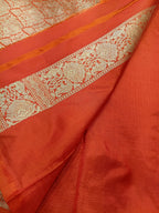 Cosmic Orange Shade Handwoven Pure Kataan Silk Saree
