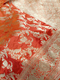 Cosmic Orange Shade Handwoven Pure Kataan Silk Saree