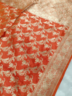Cosmic Orange Shade Handwoven Pure Kataan Silk Saree