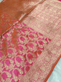 Dhoop Chau Pink Shade Handwoven Pure Kataan Silk Saree