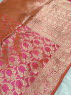 Dhoop Chau Pink Shade Handwoven Pure Kataan Silk Saree