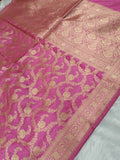 Bubble Gum Pink Shade Handwoven Kataan Silk Saree