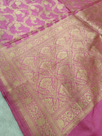Bubble Gum Pink Shade Handwoven Kataan Silk Saree