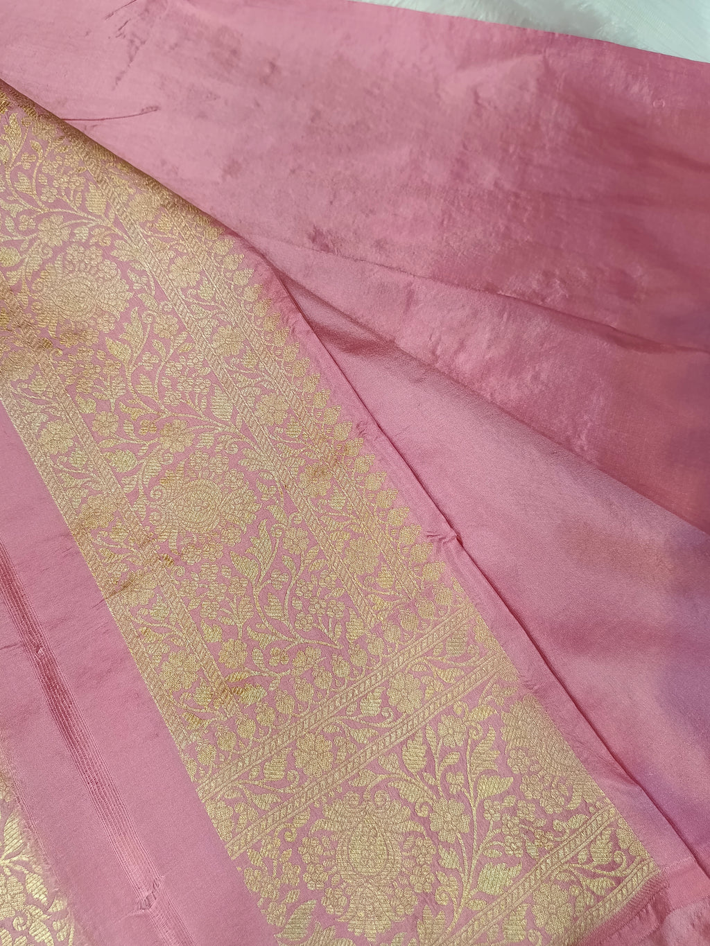 Baby Pink Shade Handwoven Pure Kataan Silk Saree