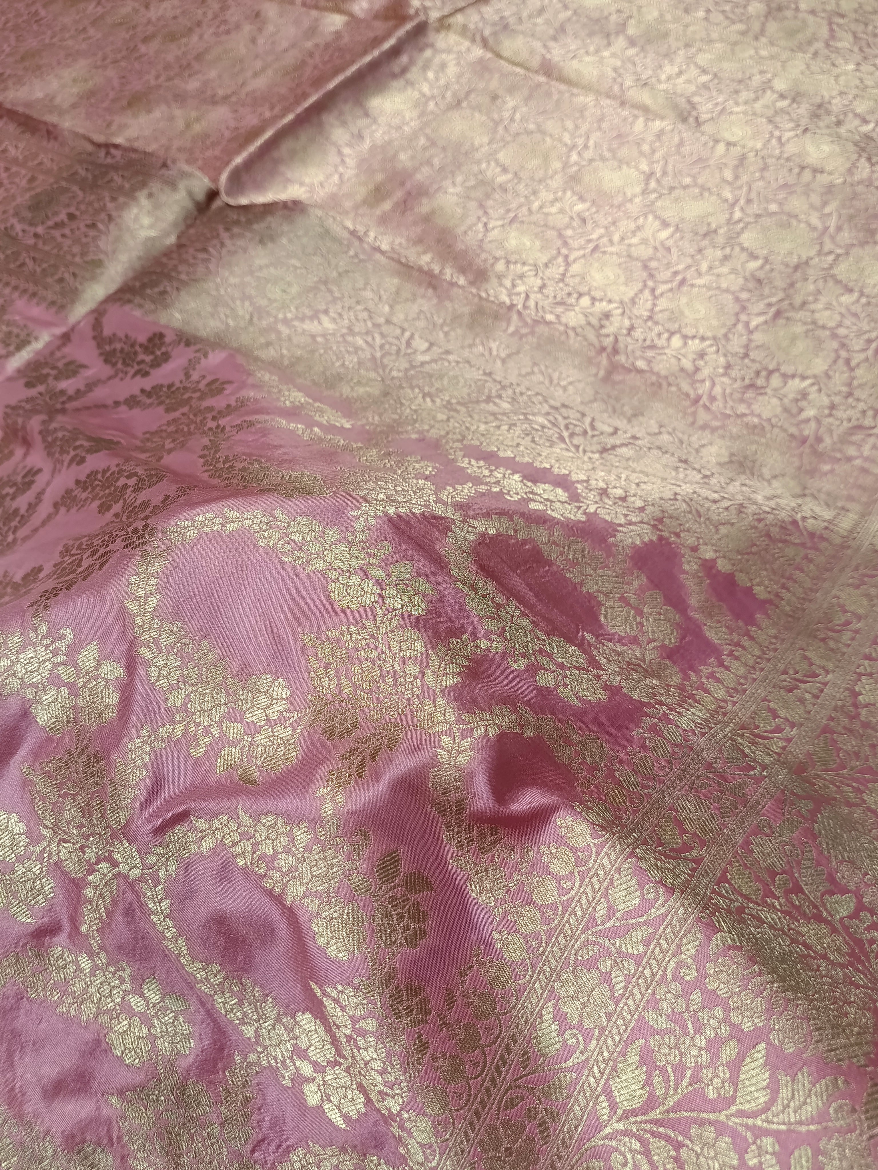 Baby Pink Shade Handwoven Pure Kataan Silk Saree
