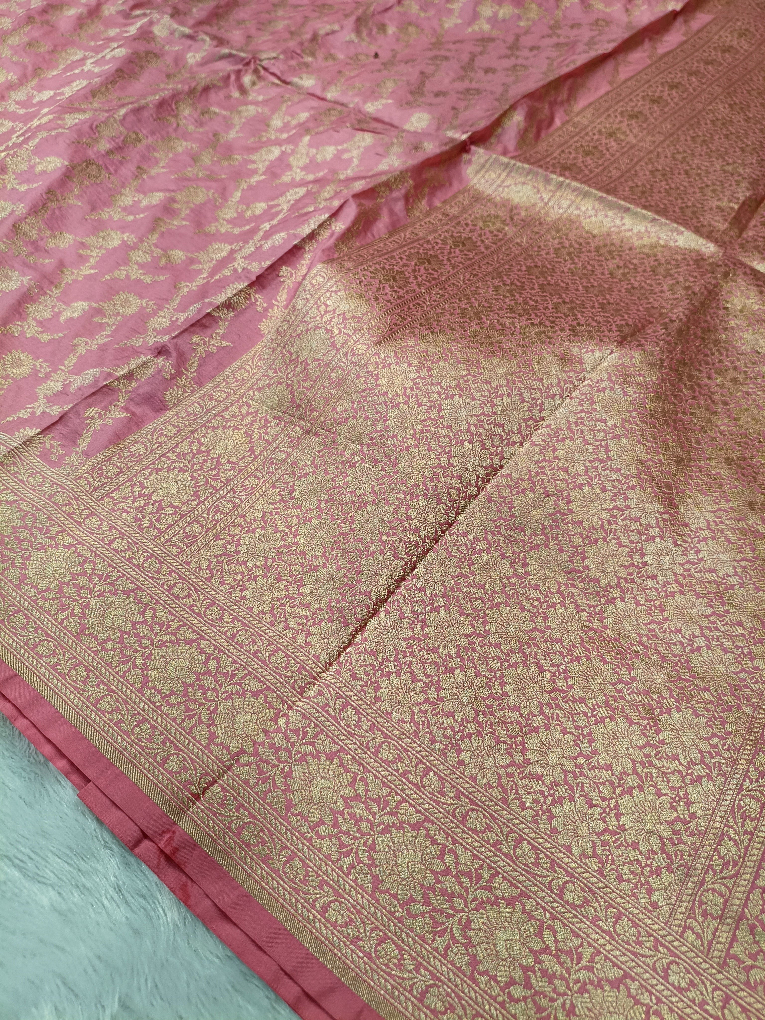 Baby Pink Shade Handwoven Pure Kataan Silk Saree