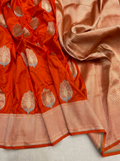 Cosmic Orange Shade Handwoven Pure Kataan Silk Saree