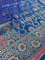 Royal Blue Shade Handwoven Kataan Silk Tilfi Meena Dupatta