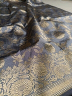 Grey Shade Handwoven Kataan Silk Dupatta
