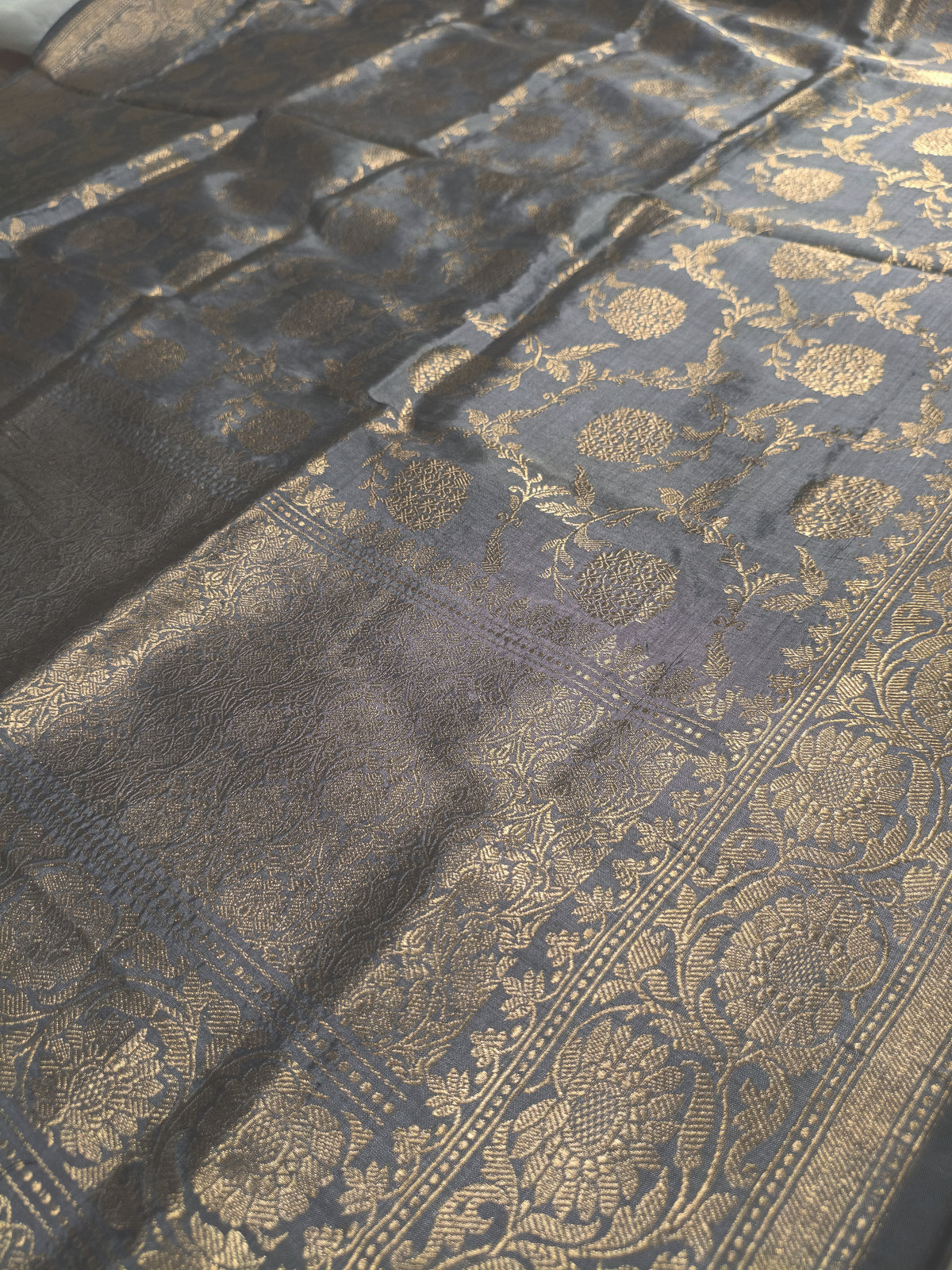 Grey Shade Handwoven Kataan Silk Dupatta