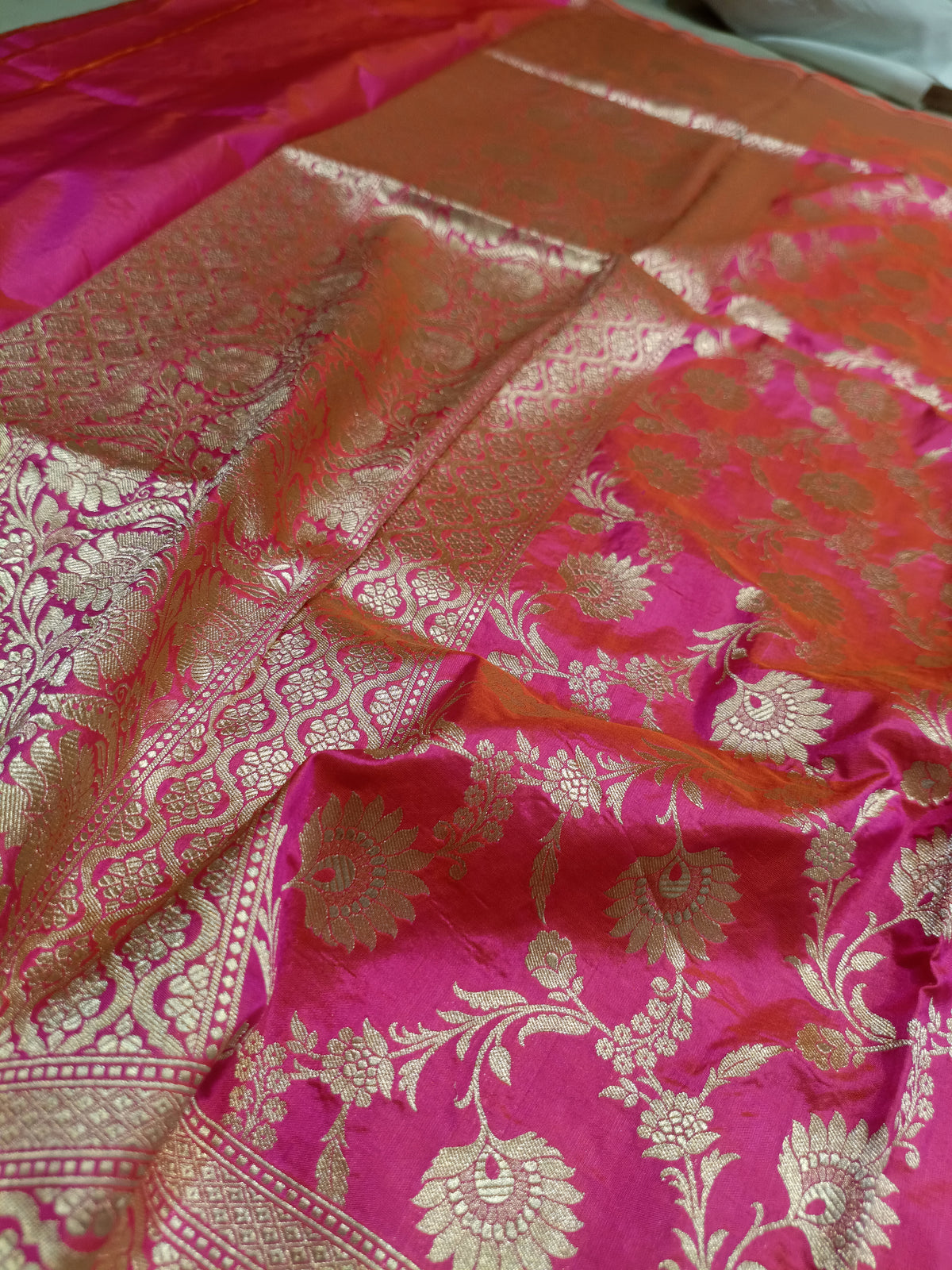 Dhoop Chau Pink Shade Handwoven Kataan Silk Dupatta