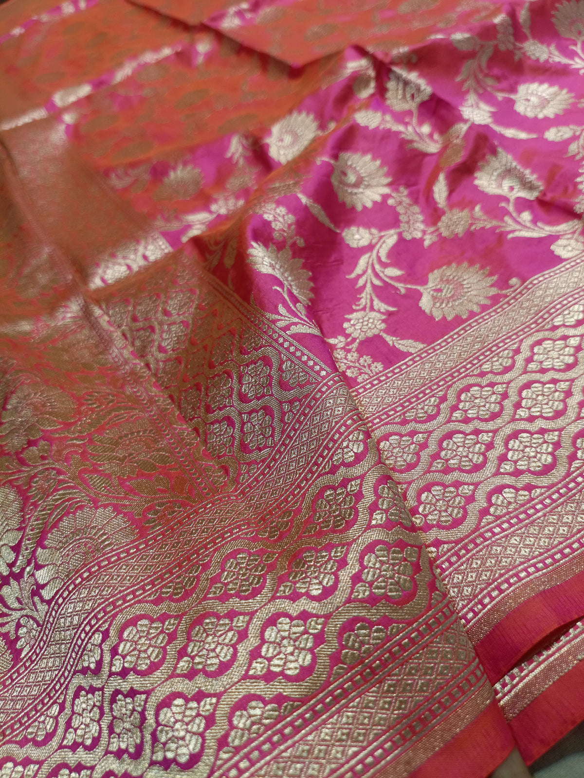 Dhoop Chau Pink Shade Handwoven Kataan Silk Dupatta