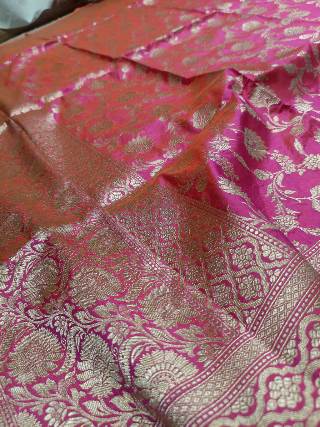 Dhoop Chau Pink Shade Handwoven Kataan Silk Dupatta