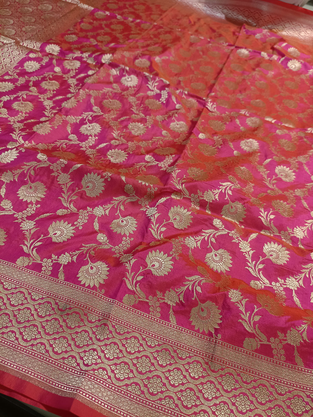 Dhoop Chau Pink Shade Handwoven Kataan Silk Dupatta
